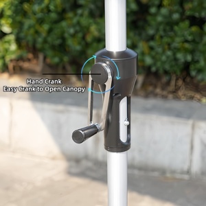 Sombrilla de Mercado Moderna Plegable de 2.7m con Doble Techo Ventilado, Estructura de Acero, Manivela, 8 Varillas, para Jardín, Terraza, Cafetería - Product Image 4