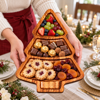 Plateau en acacia de 12 pouces pour la cuisine, plateau de table en bois pour servir des fruits, des biscuits, des noix, des outils de rangement pour Noël