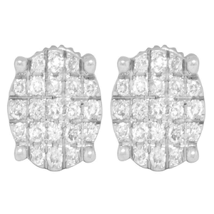 Elegant <b>Silver</b> Tone Round Cut Cluster Earrings with Lab Grown Diamonds Luxury 10K Gold Style Jewelry for Women Daily Wear - Product Image 4