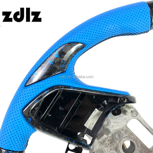 Volante de Fibra de Carbono Forjado en Polvo Azul para Chevrolet Corvette C8 <span class=keywords><strong>Camaro</strong></span>, Personalizado con Cuero Azul Perforado - Product Image 5