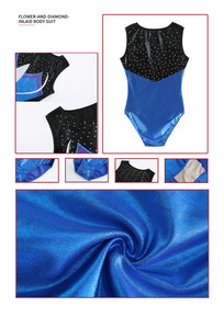 Body Senza Maniche per Ragazze, Abbigliamento per Allenamento in Palestra e Danza, Leotard da Ginnastica per Bambini con Strass a Forma di Fiore in Vendita - Product Image 5