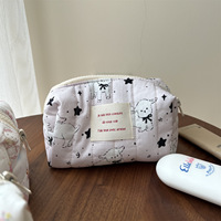 Sac à maquillage et pour téléphone portable avec fermeture éclair, petit sac en forme de bateau, motif animal mignon de dessin animé, rayures verticales matelassées, logo personnalisé