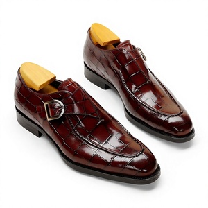 Chaussures habillées pour hommes en cuir synthétique à boucle, motif crocodile, mocassins à boucle, pour affaires, mariage, bureau - Product Image 3