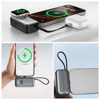 Power Bank Portabel Nirkabel 3-in-1 Handy 5000mAh dengan Tali Pegangan Ukuran Mini untuk Ponsel, Jam Tangan, dan Earphone
