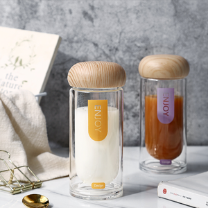 Instagram le gusta 280ML Eco amigable reciclado de leche de jugo de vidrio botella de agua con tornillo de tapa de madera - Product Image 5