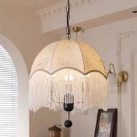 Restoran Kolye Işıkları Modern Kumaş Sarkıt Abajur Saçaklı Retro Tarzı Ev Düğün Dekor için Led Aydınlatma