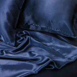 Drap de lit en soie personnalisé, avec drap double, 100% naturelle, pour lit double, housses d'oreiller, couette