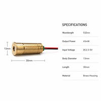 Nouveau module laser vert 532nm 45mW, faisceau croisé Starlight, ligne horizontale, tête métallique, DC2.3-5V, accessoires pour éclairage de scène et de pelouse ZhonNa