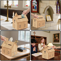 Boîte à offrandes rustique en bois pour église, 9,1*6,7*11,8 pouces, pour collecte de dons et de demandes de prière, idéale pour la collecte de fonds - Grande Vente