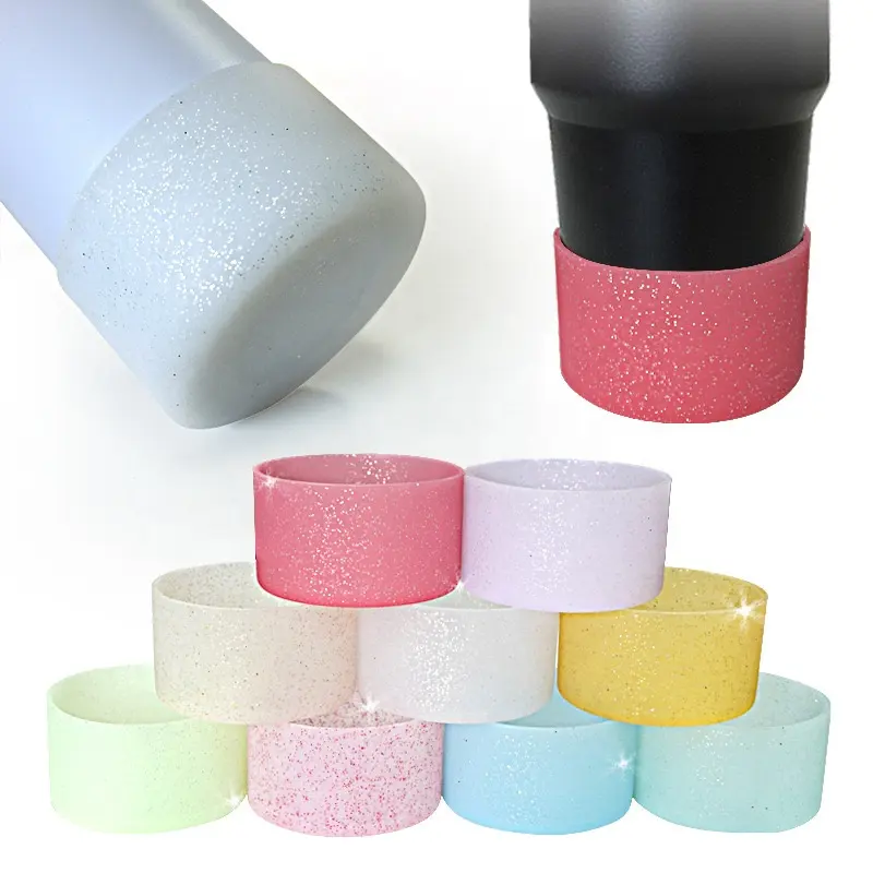 Capa de silicone antiderrapante com glitter Bling, capa protetora compatível com a maioria das garrafas de 12-40 onças