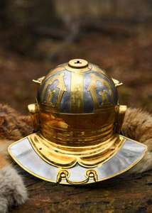 Casco Decorativo con Temática Romana, Plateado/Dorado, con Escudo, Accesorio Metálico para Disfraces Históricos, Organizadores de Eventos y Coleccionistas - Product Image 6