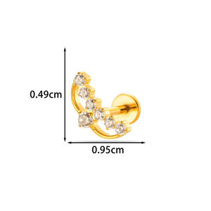Prix d'usine G23 ASTM F136 Titane plaqué or PVD CZ Anneau de lèvre Labret <span class=keywords><strong>Helix</strong></span> Nez Oreille Bijoux de <span class=keywords><strong>piercing</strong></span> corporel - Product Image 5