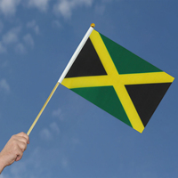 Vente en gros 14*21cm drapeau fanion agitant la main de la Jamaïque Offre Spéciale les pays du monde avec tige en bois