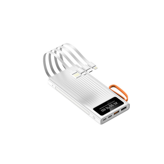 OEM Custom Logo Built-In Cable Gift-Quality Portable Charger Featuring Genuine Capacity 10W Fast-Charging LCD Power Bank