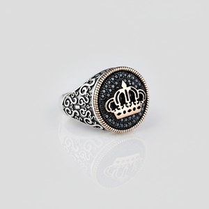 Luxury 925 Sterling <b>Silver</b> Antique Bronze Plated King <b>Crown</b> Zircon Men's Ring for Engagement Anniversary & Party Classic Jewelry - Product Image 2