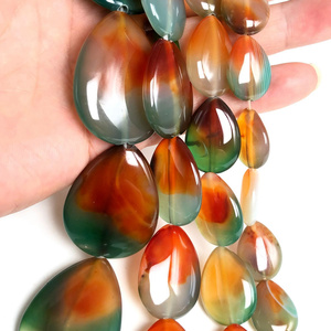 Teardrop sọc <span class=keywords><strong>Onyx</strong></span> Đá tự nhiên con công màu xanh lá cây mã não Bead, Vòng Cổ phụ kiện đồ trang sức sáng tạo 15x20mm 30x40mm 15 inch - Product Image 2