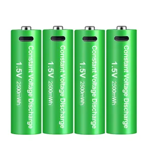 Wholesale OEM 2200mWh 2500mWh Lithium Rechargeable USB Type-C R6 1.5V AA Dry Cell Batteries