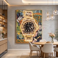 Décoration Murale Luxe : Tableau LED Diamant Cristal Inspiré des Montres, Art Pop Urbain, Graffiti, Imprimé et Encadré
