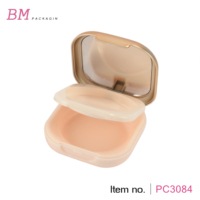 Emballage cosmétique carré arrondi récipient compact de poudre boîte de fond de teint de poudre à double couche