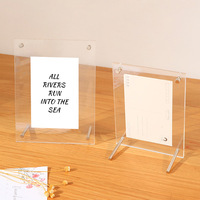Présentoir de table transparent double face sur pied support photo en acrylique flottant avec cadre en métal