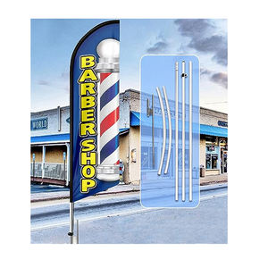 Drapeau promotionnel pour salon de coiffure en plein air, vente chaude, design personnalisé, double face, résistant au vent, avec kit de mât et base - Product Image 1