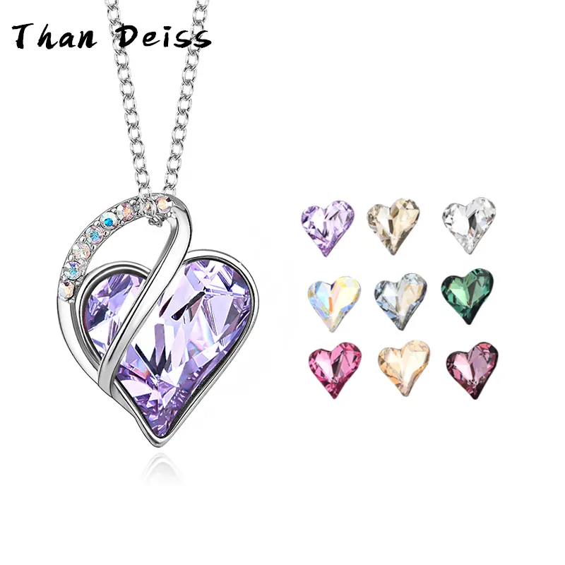 For Women Hot Sale Simple And Versatile S925 Sterling Silver Dazzling Love Heart Coloured Diamonds For Fit Swarovski Necklace