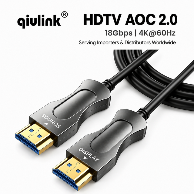 Customized AOC 4K/8K HDMI 2.0 Optical Fiber Cable Supports 2160P 3D 4K*2K 18Gbps 4:4:4 Content HDR 10m Length Video Applications