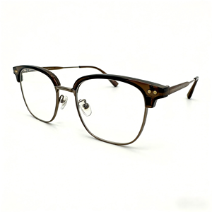 Monturas Ópticas Metálicas sin Aro XPZ, Lentes de Resina Ultraligeras con Protección Anti-Luz Azul, Color Café, Forma Cuadrada, para Miopía y Presbicia - Product Image 3