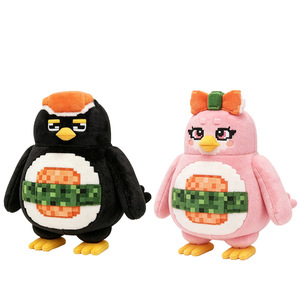 Peluche pingouin noir et rose 25 cm avec design Pixel Sushi pour enfants, jouets en peluche - Product Image 1