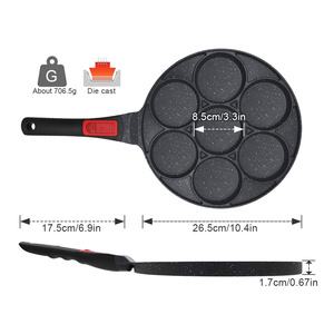 मरने की कास्ट एल्यूमीनियम 7 छेद पैनकेक पैन गैर-छड़ी इंडक्शन 7 कप ओमेगा फ्राइंग पैन के साथ - Product Image 6