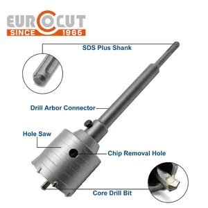EUROCUT Sierra de agujero de hormigón SDS Plus Taladro de sierra de agujero de pared para cortador de agujero de taladro de martillo