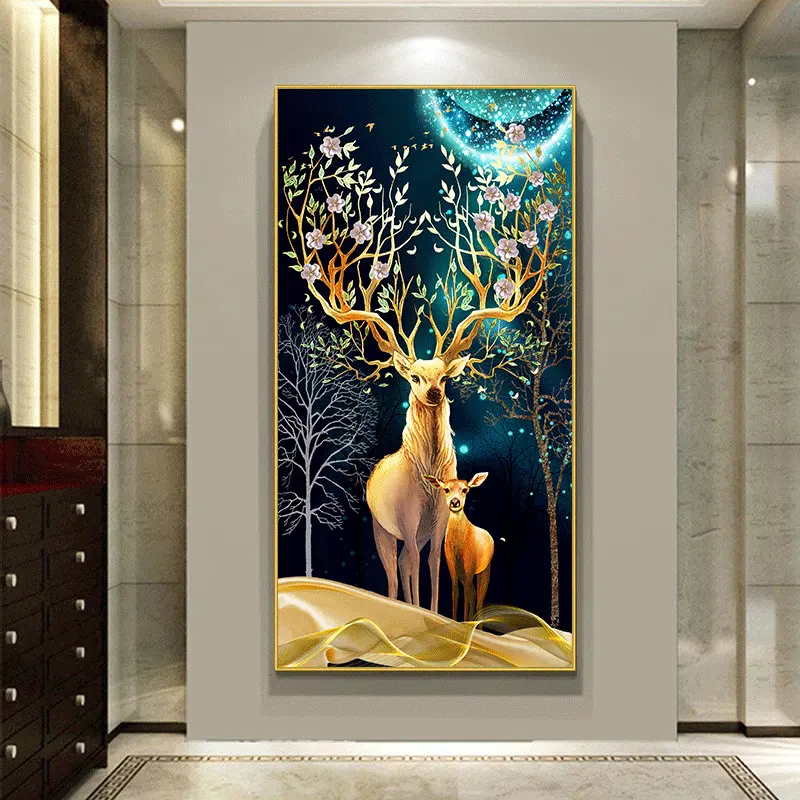 Popular High Quality Crystal Porcelain Painting HD Printed Lovely Animals Decorative For Living Room And Office Decor