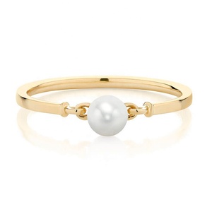 젬넬 미니멀리스트 주얼리 18k 골드 패션 담수 진주 반지 황동과 진주 반지 - Product Image 1