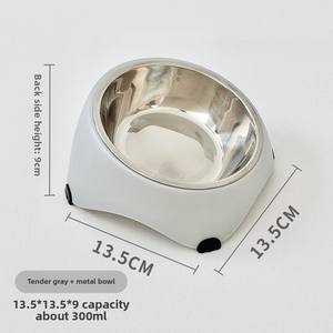 Mangkuk Makanan Anjing Modern Pola Solid Tahan Lama 15 Derajat Miring Bulat Mangkuk Tunggal untuk Anjing Bahan Stainless Steel Tempat Makan Hewan Peliharaan Dapat Dilepas - Product Image 3