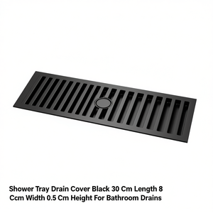Tapa de desagüe para plato de ducha, color negro, 30 cm de largo, 8 cm de ancho, 0,5 cm de altura, para desagües de baño - Product Image 2