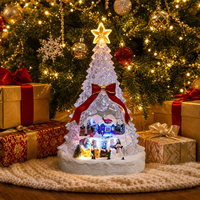 MELODY Scène de Noël personnalisée, arbre de Noël en acrylique rotatif sur table avec musique et 3 piles AA