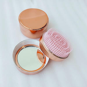 Cepillo de pelo de viaje para desenredar con logotipo personalizado, peine de silicona suave, masaje de pelo liso, Mini cepillo de pelo plegable, espejo - Product Image 4