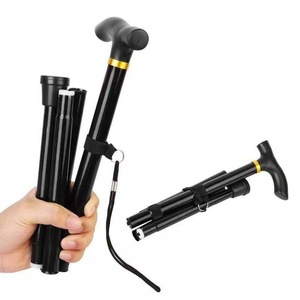 Bâton de marche télescopique pliable, réglable en 5 sections, en alliage d'aluminium, antidérapant, pour personnes âgées, support pour la randonnée en plein air - Product Image 1