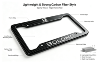 Cadre de plaque d'immatriculation BOLONG taille US en ABS avec aspect fibre de carbone, logo personnalisé en relief pour accessoires extérieurs de voitures américaines