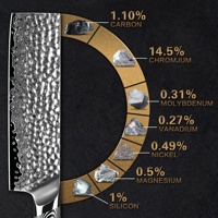 Couteau de chef japonais Nakiri en acier Damas VG10 à 67 couches, lame martelée, manche gris G10, 7 pouces – 10 % de réduction