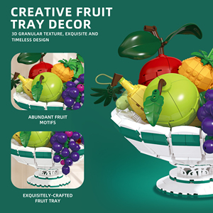 Juego de Bloques de Construcción de Bandeja de Frutas, Modelo de Manzana Simulada Realista, Decoración de Escritorio para el Hogar, Ensamblaje DIY - Product Image 3