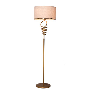 Contemporary Brass <b>Floor</b> <b>Lamp</b> White Drum <b>Shade</b> LED E26 Base Warm White Light 3500K Dimmable CRI 90 Residential Lighting - Product Image 1