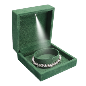Boîte à bagues de voyage de luxe écologique et recyclable, en plastique, avec fermeture éclair en velours, lumière LED, emballage carré personnalisé, vente en gros - Product Image 1