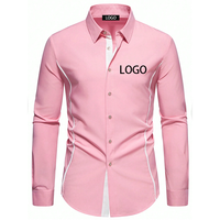 Haute qualité 100% pur coton Oxford armure marque broderie Logo personnalisé luxe couleur unie à manches longues formel hommes chemise de bureau