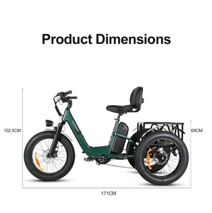 Tricycle Samebike 20 pouces à pneus larges en aluminium RS-A01 Pro, batterie lithium 48V, fourche à suspension, offre une puissance durable et un fonctionnement fluide - Product Image 2
