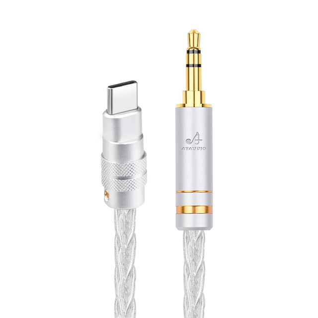 HIFI Pure Silver USB Type C to 3.5 mm Jack AUX Cable DAC Type-C Audio Kabel for Car Speaker Headphone