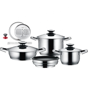 Juego de ollas y sartenes de borde ancho, 12 Uds., juego de utensilios de cocina de acero inoxidable 304, olla de cocina de inducción para Cocinar en casa - Product Image 1