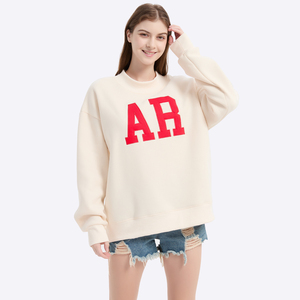 Biểu Tượng Tùy Chỉnh Thư Thêu In Phụ Nữ Của Mock Cổ Áo Quá Khổ Dài Tay Áo Bông Áo Thun Áo Nhà Sản Xuất - Product Image 2