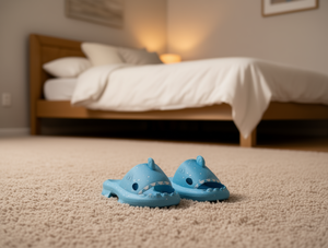 H008 Pantofole Blu con Stampa Animalier, Fodera in Peluche EVA, Punta Chiusa, Suola 35MM, Scarpe da Donna per Tutte le Stagioni - Product Image 2