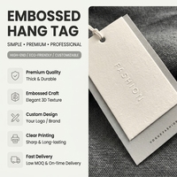 Étiquettes suspendues 3D gaufrées de luxe écologiques en papier épais double couche, étiquettes personnalisées avec logo pour chaussettes et boutiques